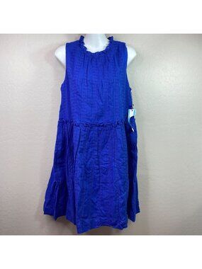 Draper James RSVP Womens Bright Blue Tank Dress Cotton Blend Size Medium